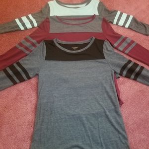 Bundle three junior 3/4 sleeve shirts